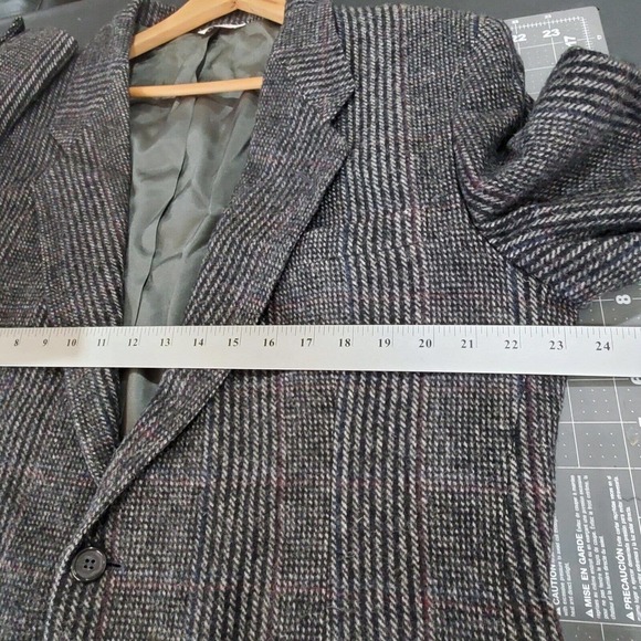 Vintage 90's Dark Academia Gray Sports Jacket Double Button Blazer Size 44R - Picture 8 of 10